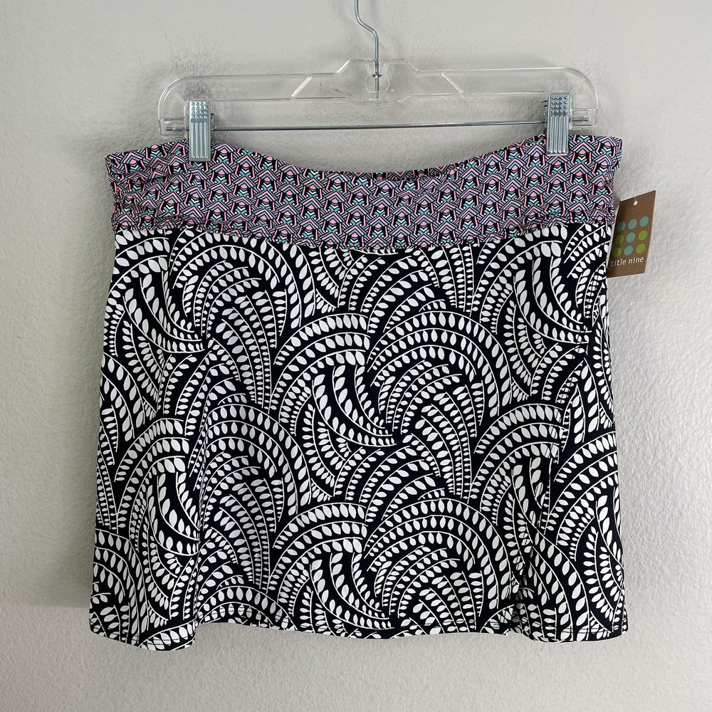 NEW Title Nine Skirt Womens XL Black White Print Athletic Lined Stretch Summer
